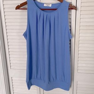 ZENANA Periwinkle blue pleated tank top, size M